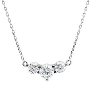 Three Stone Round Shape Diamond Moissanite Necklace