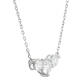 Three Stone Round Shape Diamond Moissanite Necklace