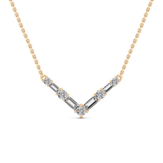 Round Cut V Shape Diamond Vera Moissanite Necklace For Her