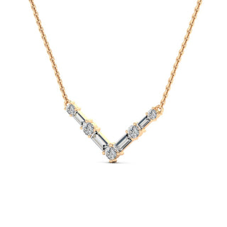 Round Cut V Shape Diamond Vera Moissanite Necklace For Her