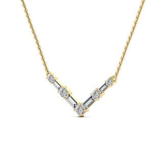 Round Cut V Shape Diamond Vera Moissanite Necklace For Her