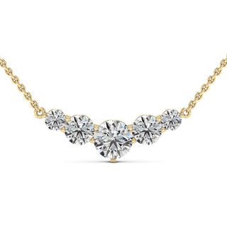 Five Stone Round Shaped Diamond Moissanite Necklace For Women