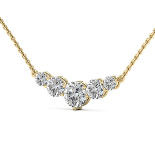 Five Stone Round Shaped Diamond Moissanite Necklace For Women