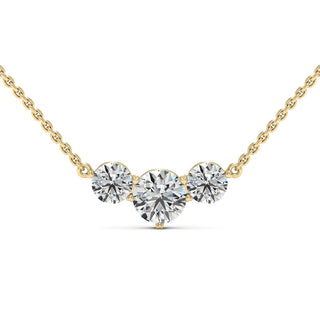 Three Stone Round Shape Diamond Moissanite Necklace