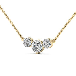 Three Stone Round Shape Diamond Moissanite Necklace