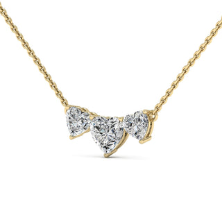 Three Stone Heart Shape Diamond Moissanite Necklace