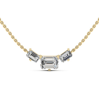 Three Stone Emerald Cut Diamond Moissanite Necklace