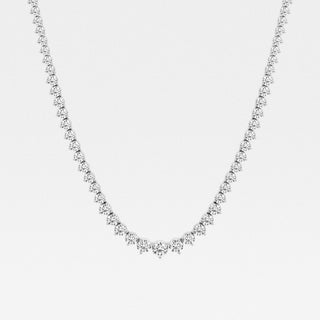 Round Cut Moissanite Riviera Diamond Tennis Necklace In White Gold