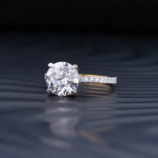 4.0 CT Round Cut Hidden Halo Moissanite Diamond Pave Engagement Ring