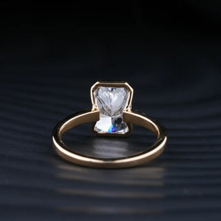 2.0 CT Radiant Cut Moissanite Half Bezel Set Engagement Ring