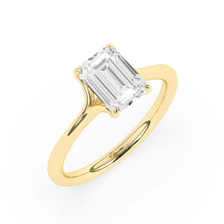 1.0 CT Emerald Cut Solitaire Moissanite Engagement Ring