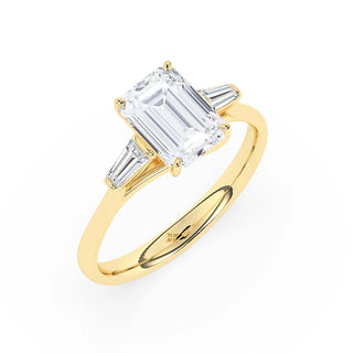 2.0 CT Emerald Cut Three Stone Moissanite Diamond Engagement Ring