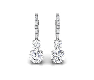 4.0CT Round Cut Two Stone Moissanite Stud Diamond Earrings For Women