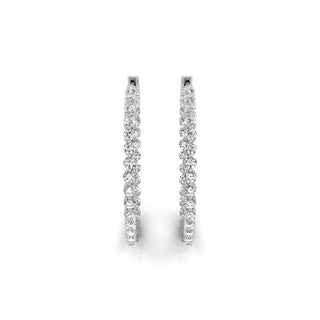 0.95ct Round Cut Hoops Moissanite Diamond Earrings in 18k White Gold