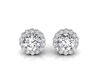 1.0CT Round Cut Halo Moissanite Diamond Earrings For Women