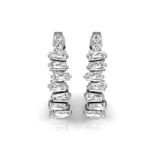 1.0CT Baguette & Round Cut Moissanite Hoop Diamond Earrings For Her