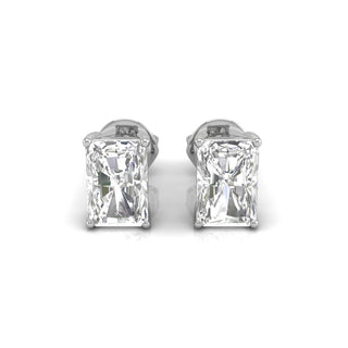 1.5CT Radiant Cut Stud Moissanite Diamond Earrings in 14K White Gold