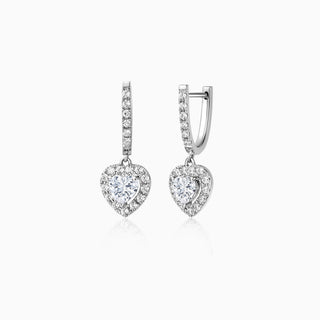 0.6CT heart Cut Halo Moissanite Diamond Earrings For Women