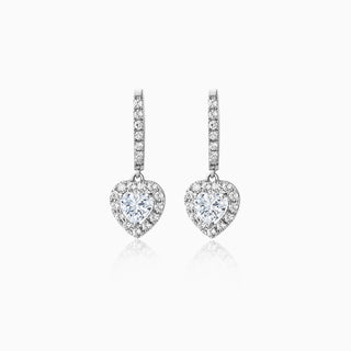 0.6CT heart Cut Halo Moissanite Diamond Earrings For Women