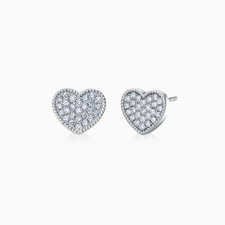 0.21CT Heart Shape Micro Pave Moissanite Stud Diamond Earrings For Women