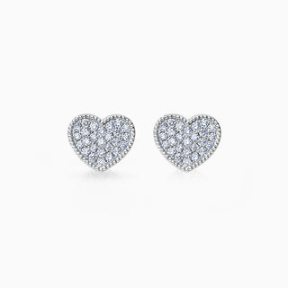 0.21CT Heart Shape Micro Pave Moissanite Stud Diamond Earrings For Women