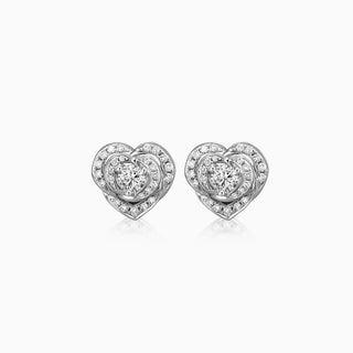 0.1CT Heart Shape Round Cut Halo Moissanite Diamond Earrings For Women