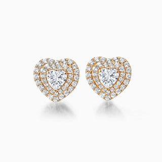 0.4CT heart Cut Double Halo Moissanite Stud Diamond Earrings For Her