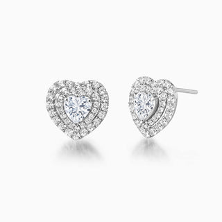 0.4CT heart Cut Double Halo Moissanite Stud Diamond Earrings For Her