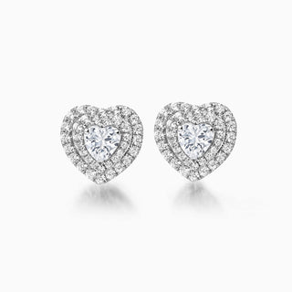 0.5CT heart Cut Double Halo Moissanite Stud Diamond Earrings For Women