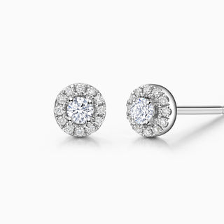 0.4CT Round Cut Halo Moissanite Stud Diamond Earrings For Women