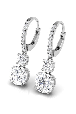 4.0CT Round Cut Two Stone Moissanite Stud Diamond Earrings For Women