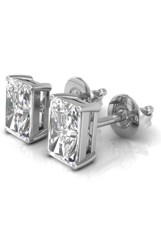 1.5CT Radiant Cut Stud Moissanite Diamond Earrings in 14K White Gold