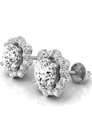 1.0CT Round Cut Halo Moissanite Diamond Earrings Anniversary Gift