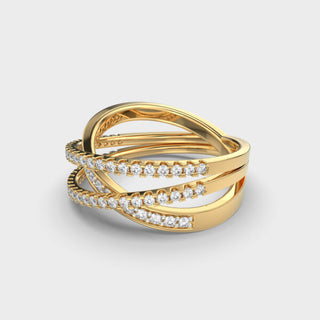 Round Cut Moissanite Colliding Orbit Diamond Ring For Women