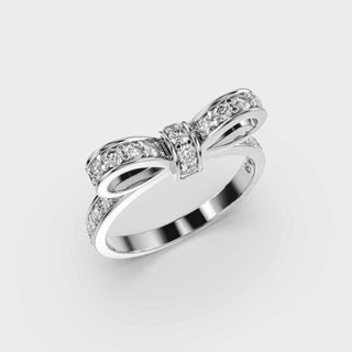 Round Cut Glittering Bow Moissanite Diamond Ring For Women