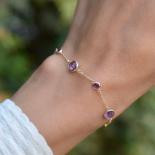 2.12TCW Round Cut Amethyst Moissanite February Birthstone Bracelet