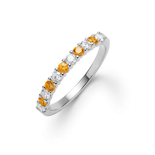 1.32TCW Round Cut Citrine Moissanite November Birthstone Wedding Band