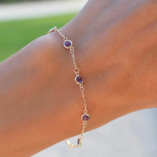 1.75TCW Round Cut Amethyst Moissanite February Birthstone Bracelet