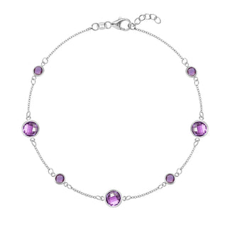 2.12TCW Round Cut Amethyst Moissanite February Birthstone Bracelet