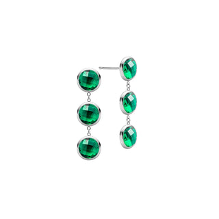 2.50TCW Round Cut Emerald Moissanite May Birthstone Dangle Earrings