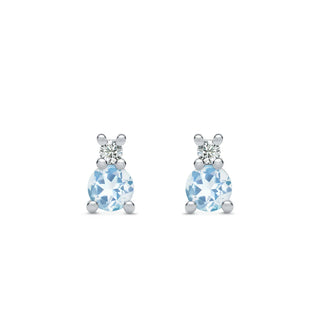 0.40 TCW Round Aquamarine Moissanite March Birthstone Stud Earrings