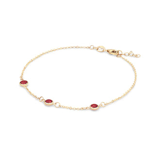 1.50TCW Round Cut Three Strone Garnet Moissanite Bracelets