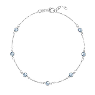 1.75TCW Round Cut Aquamarine Moissanite March Birthstone Bracelet