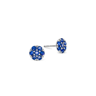 0.84TCW Round Floral Sapphire Moissanite September Birthstone Stud Earrings