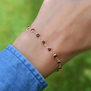 5.0TCW Round Cut Garnet Moissanite Diamond January Birthstone Bracelets