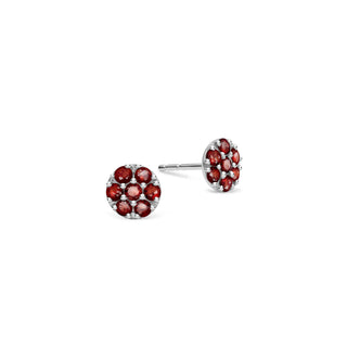 1.75TCW Round Cut Garnet Stud Moissanite January Birthstone Earrings