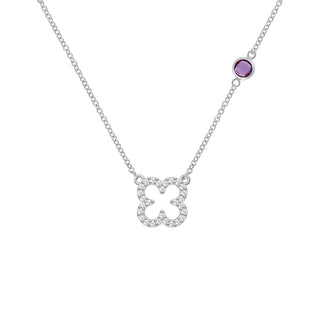 0.25CT Round Amethyst Moissanite Diamond February Birthstone Necklace