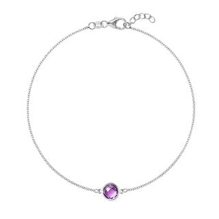 0.40 TCW Round Solitaire Amethyst Moissanite February Birthstone Bracelet