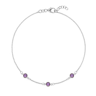 2.25TCW Round Three Strone Amethyst February Birthstone Moissanite Bracelets