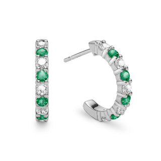 1.08TCW Round Cut Emerald Moissanite May Birthstone Hoop Earrings